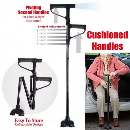 commsmarket-HOT SALE -Aluminum alloy with LED light non-slip foldable walking stick